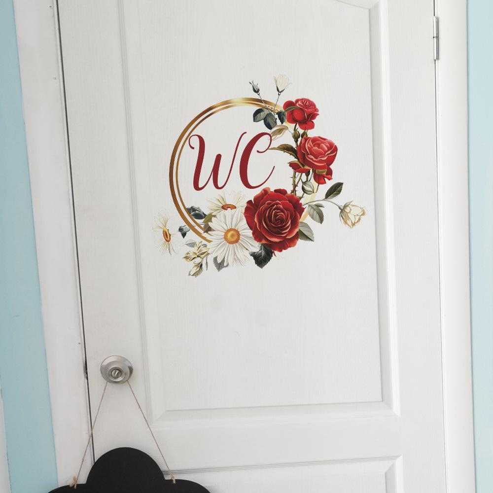 English Slogan Toilet Door with Home Background Landscaping Wall Stickers