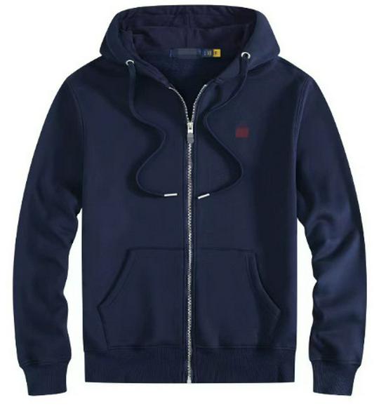 Men's Plush Lined Hooded Sweatshirt, Embroidered Loose Fit, Autumn/Winter Polo Style, Plus Size, RL Design