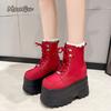 Fashion Height Increasing Super High Heeled Women's Boots Thick Bottom Lace Up Sneakers Anti-slip Breathable Cos Shoes Bottes Femmes