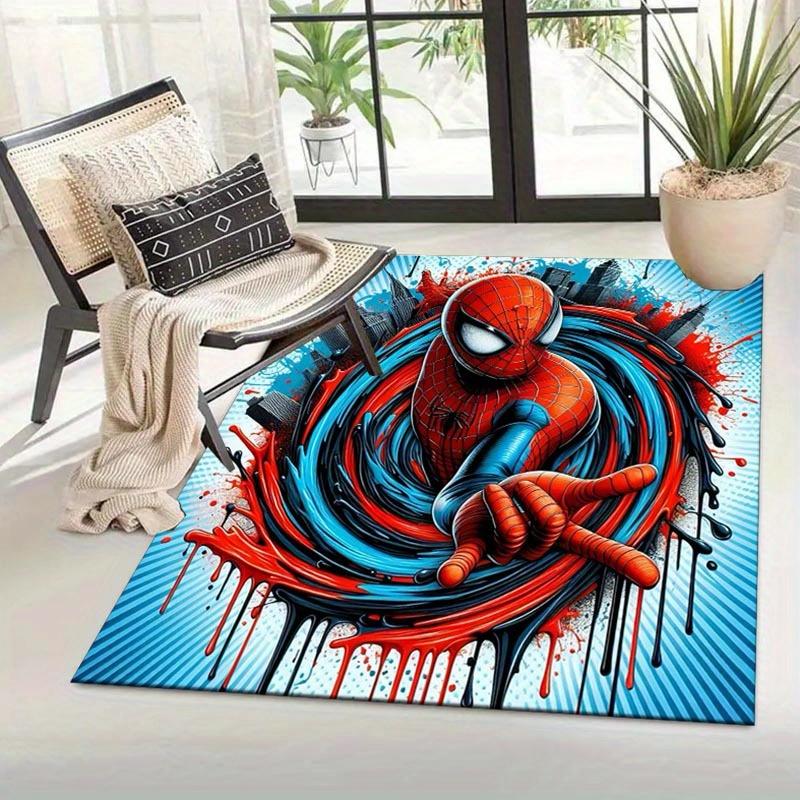 1pc Spider-man Pattern Area Rug Soft Flannel Floor Mat for Living Room, Office, Bedroom, Outdoor and Camping, Sofa Coffee Table Floor Mat, D