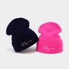 Fashion Mama letter embroidered brimless knitted hat female tide autumn and winter outdoor street personality warm cold hat