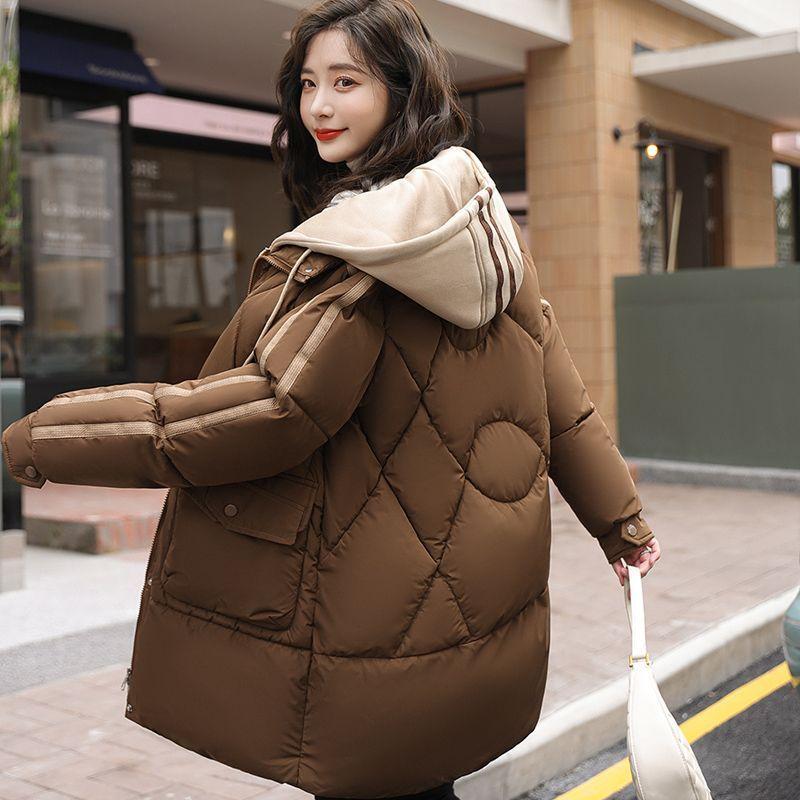 Свободное Теплое Зимнее Пуховое Хлопковое Пальто Женское Длинное Стеганое Пальто Поддельный Двойной Толстое Зимнее Пальто