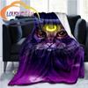 Luminous Moon Cat Purple Background Fashion Blanket, Gift for Animal Lovers, Soft Outdoor Travel  Skin Friendly