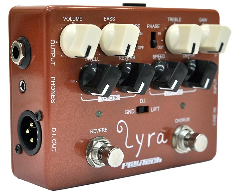 PLAYTECH Акустический гитарный предусилитель с эффектами хоруса, 2-полосным эквалайзером, реверберацией,