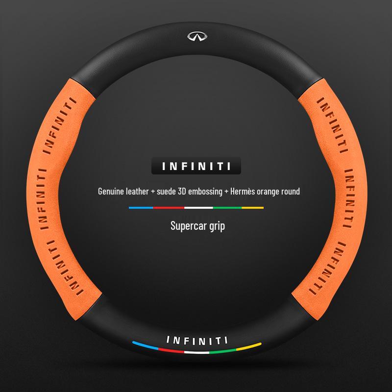 Infiniti Special Car Steering Wheel Cover - Genuine Leather, Suede, Carbon Fiber, Universal, Breathable, All-Season