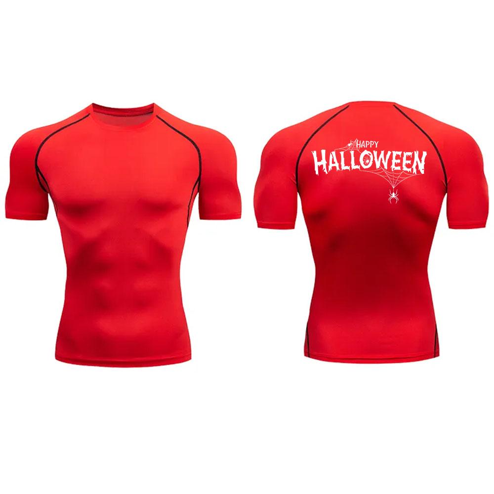 2024 Мужская компрессионная рубашка, футболка с праздничным принтом, быстросохнущая, дышащая, с коротким рукавом, для занятий спортом на открытом воздухе, для бега, S-3XL