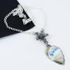 Натуральный голубой шилит драгоценный камень ручной работы из серебра 925 пробы гальванопластика цветок ожерелье, голубой шилит серебро для жены унисекс кулон помолвка подарок