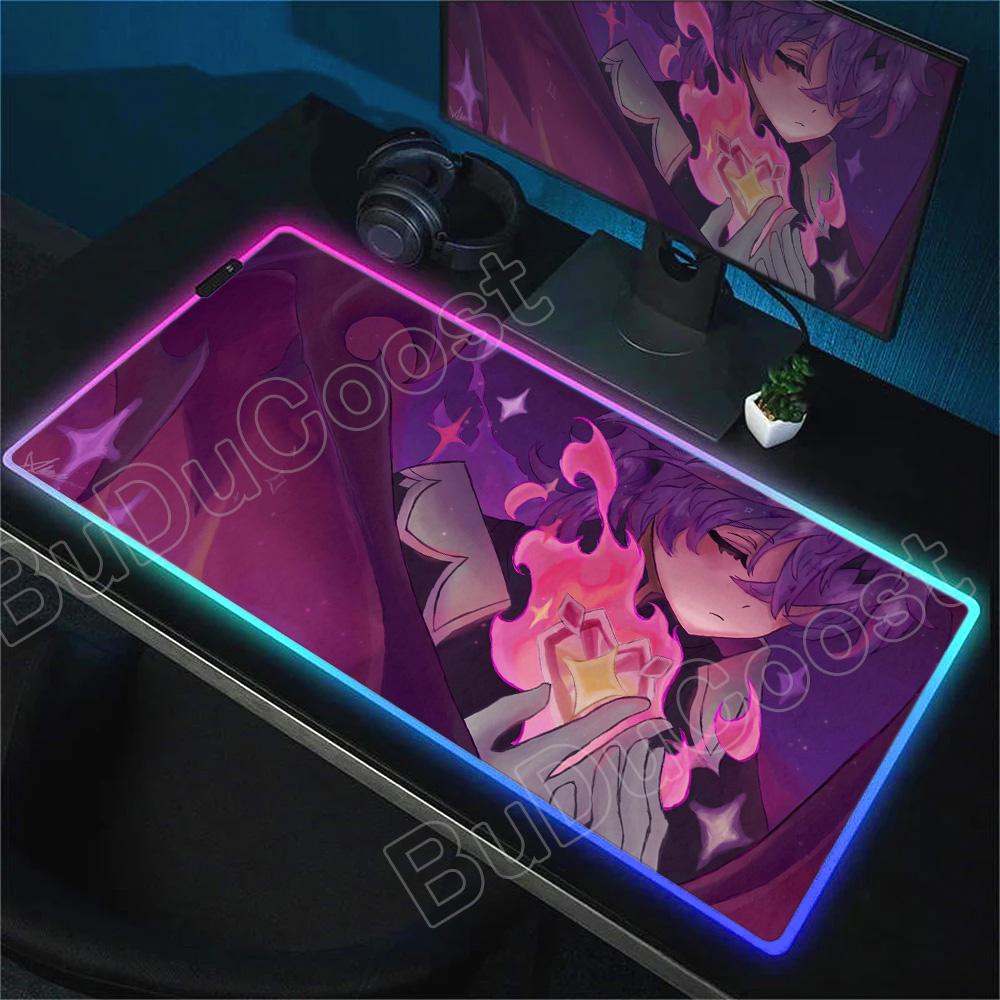 RGB Аниме Коврик для стола Genshin Impact Большой 900x400 мм Коврик для мыши Ковер Компьютерный Ноутбук Игровые Периферийные Аксессуары Коврик для мыши Durin
