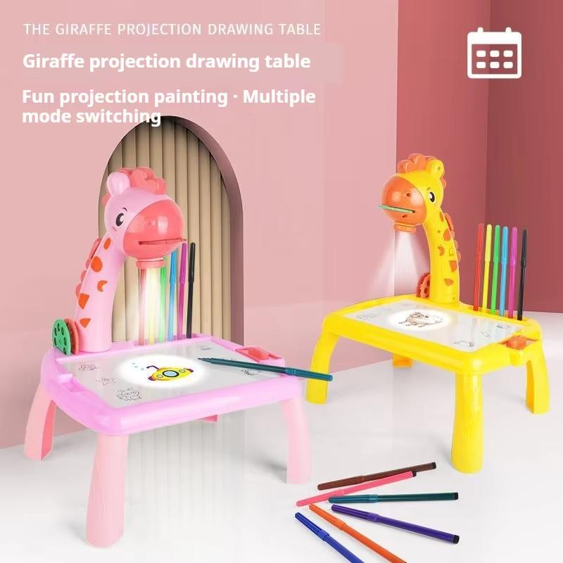 Children Led Projector Drawing Table Multifunctional Toy Painting Set Table Educational Board Learning Tools Painting Toys