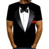 Men's Graphic Tee Tuxedo Shirts Short Sleeve T Shirt 3D Print Round Neck Shirt Exaggerated Basic Daily Black White Yellow Clothing Apparel Normal