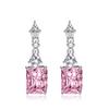 Luxury Women Color Treasure Pink Diamond Gem Earrings Wedding Engagement Party Gift