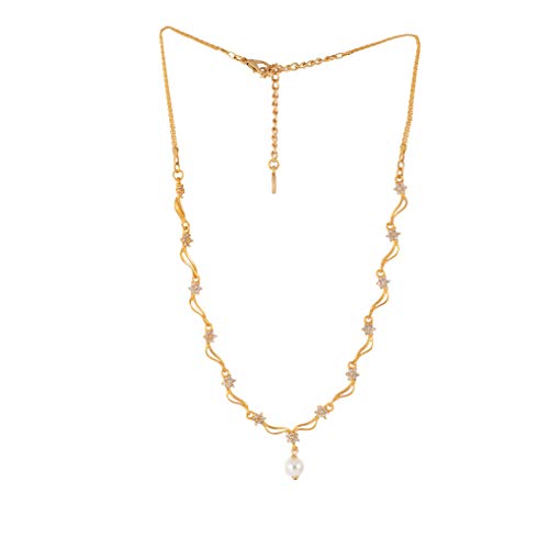 Комплект дизайнерских украшений Estele с позолотой CZ Star Wave и жемчугом для женщин