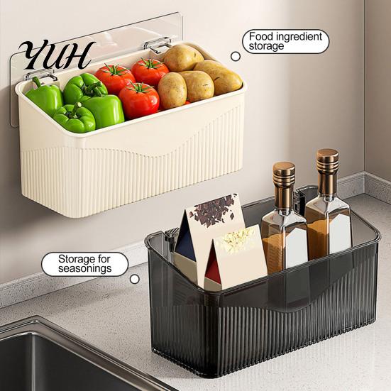 Home Organization Essentials Wall-mounted Storage Rack, Transparent Plastic Space Saving Organizer Bin, Box Self Adhesive No Drill Container