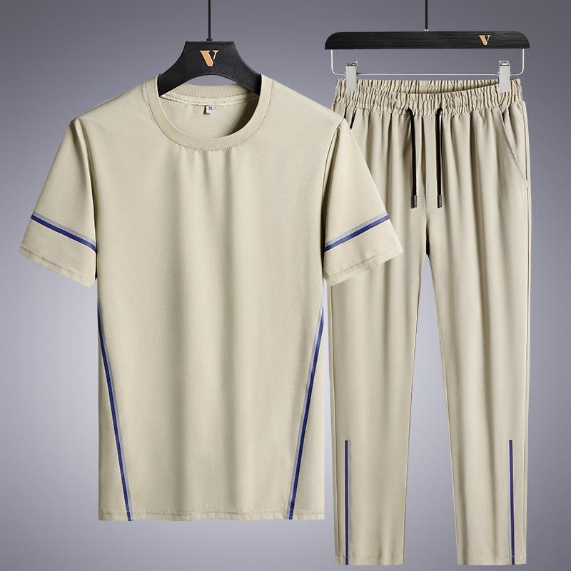 Quick Drying Sports Suit Men's Summer Running Casual Sportswear Plus Fat and Plus Size