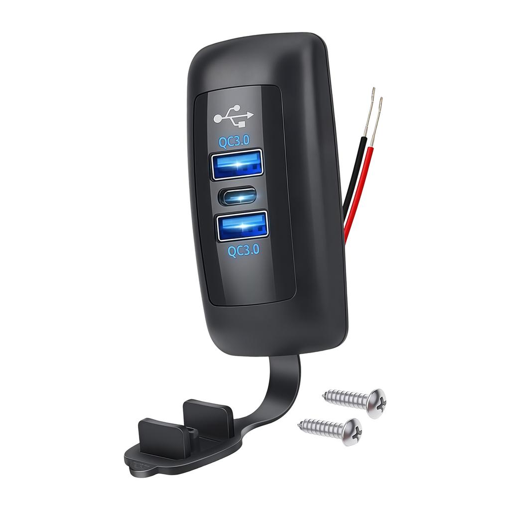 Автомобильное USB-гнездо на 3 порта, зарядные устройства для телефона 2 USB 18 Вт QC3.0 и Type-C 30 Вт PD3.0, подходит для грузовиков, лодок и автодомов