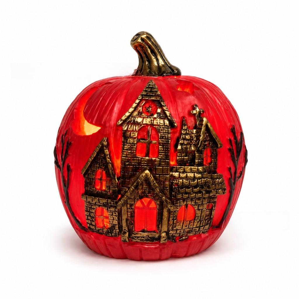Halloween Resin Pumpkin Lantern Outdoor Yard Decor With Led Light For Festive Celebrations