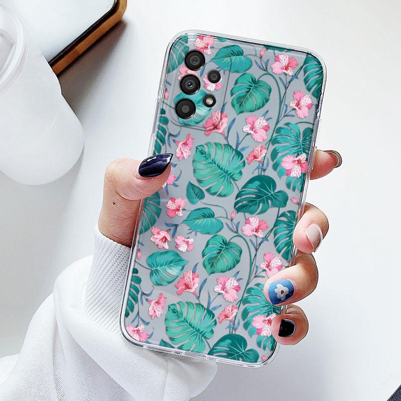 Чехол для телефона Samsung A53 5G A33 Цветочный силиконовый чехол для Samsung Galaxy A73 Fundas Coque Прозрачный мягкий Capas Цветочный ТПУ