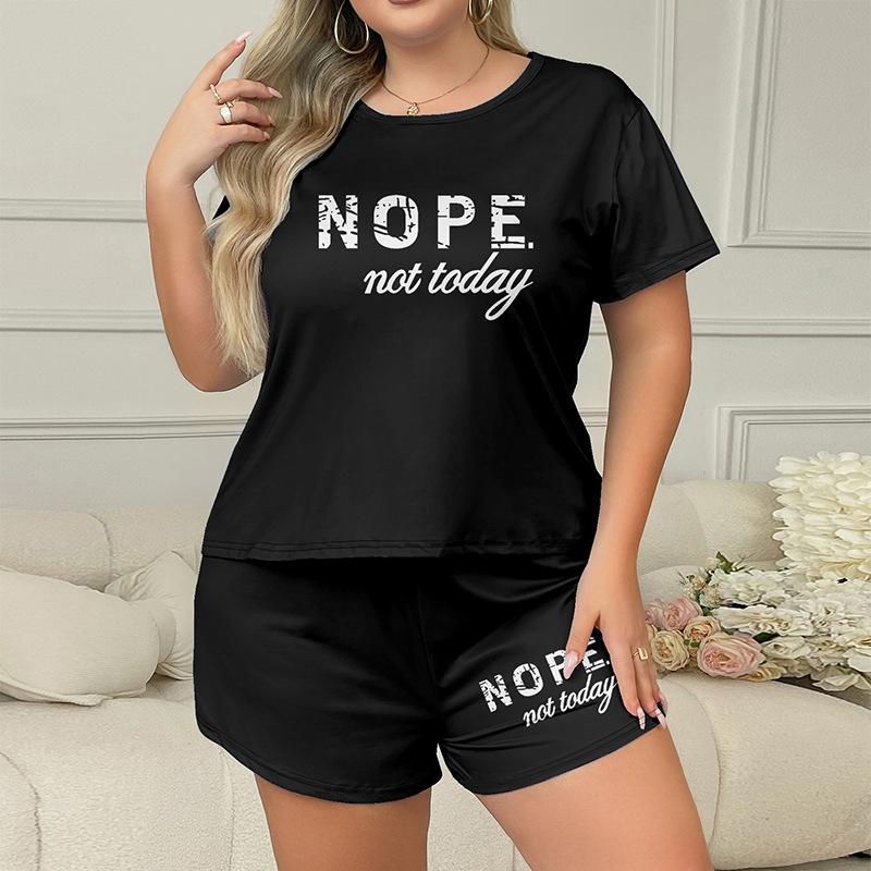 Летняя пижама больших размеров 3XL 4XL 5XL с короткими рукавами и шортами, повседневная, свободного покроя, белая, с принтом из мультфильмов, для женщин, комплект одежды для сна, домашняя одежда