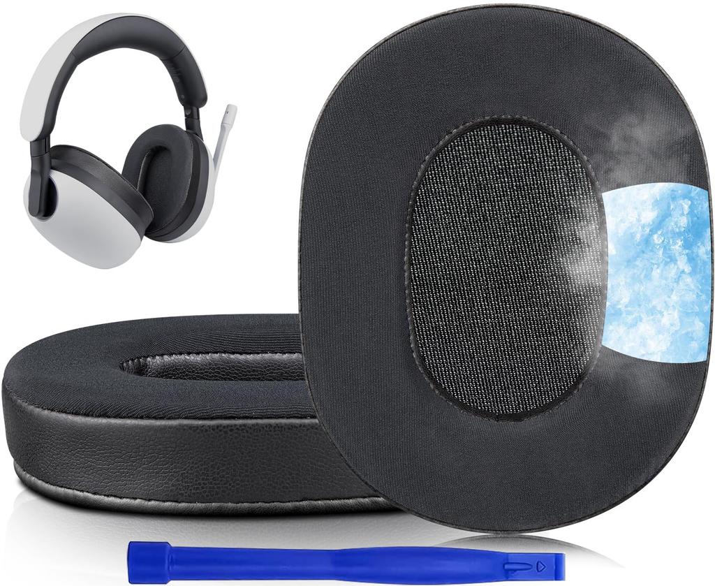 SOULWIT Cooling Gel Pad Ear Pad for Sony Inzone Headset Replacement Ear Cushion Noise Isolation Foam Ear Cup Ice Silk Head Pad Cooling Earmuffs Black