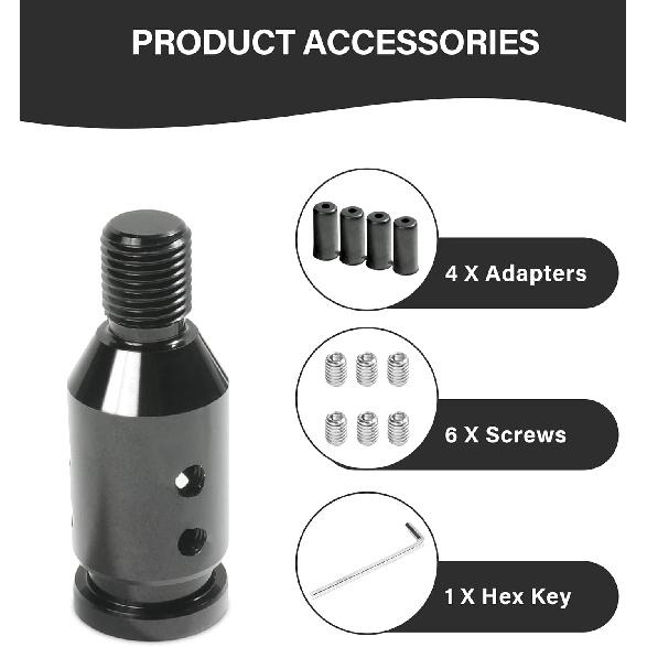 YAKEFLY Universal Gear Shift Connector, Aluminum Automatic Shifter Adapter, Non-Threaded Manual Gear M12x1.25 (Black)