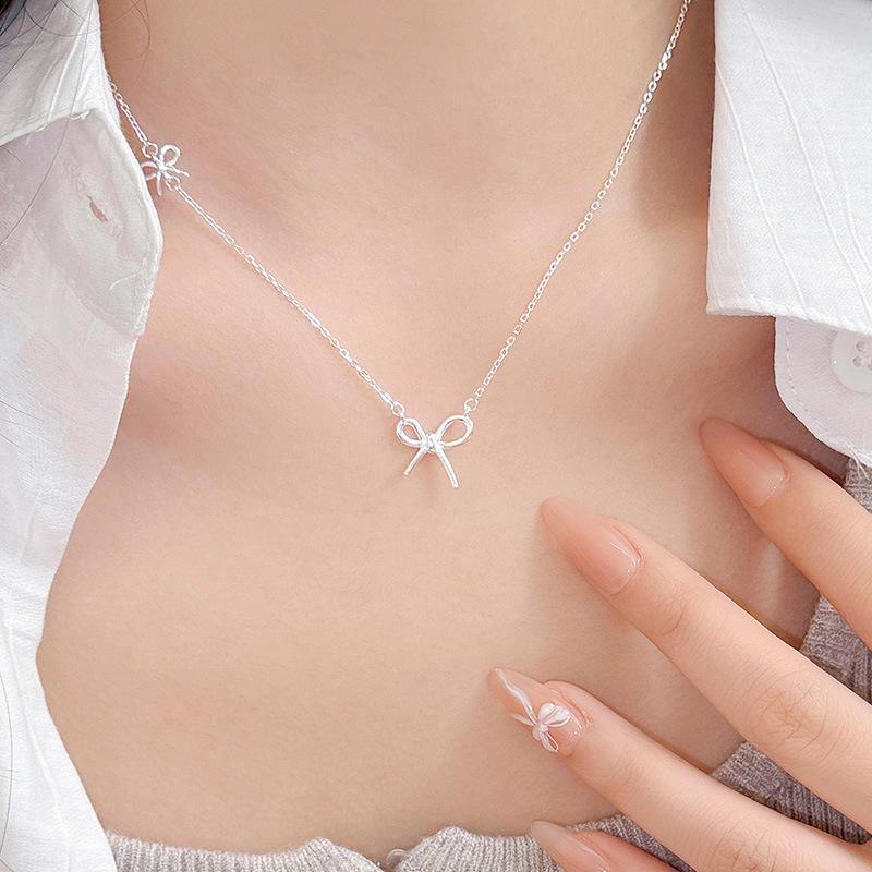 Ожерелье-бантик Banyan Tree S925 Silver - Милая цепочка на ключицу в корейском стиле для женщин