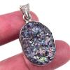 Natural Titanium Druzy Gemstone 925 Solid Sterling Silver Pendant 1.50" a3R51