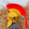 Roman Centurion  Brass Plated Gladiator  with Red  Medieval Armor Helmet Collectible Warrior Costume