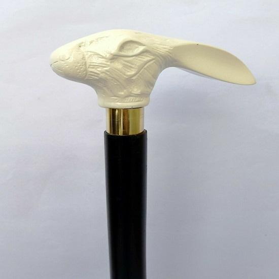 Королевская ручная латунная трость из дерева Кроличья морда Генделя Старинная викторианская трость Белая черная