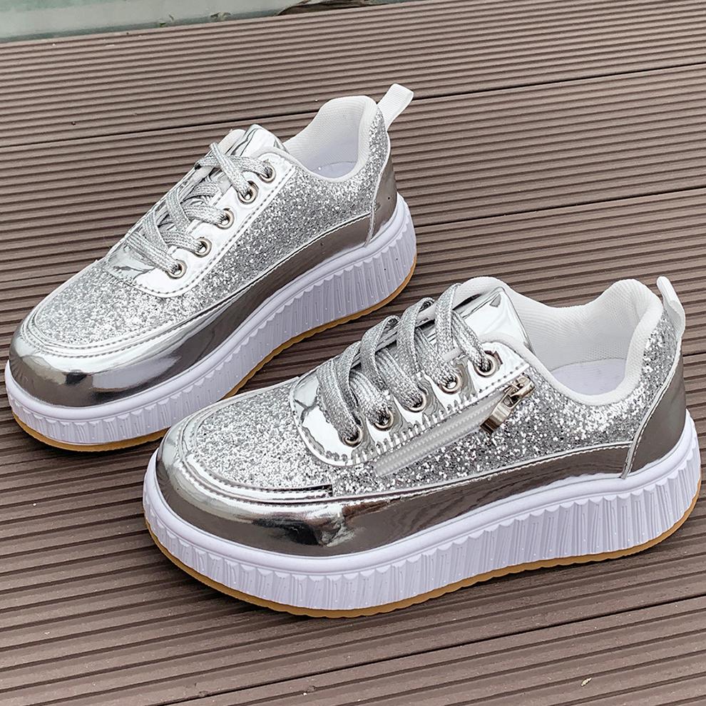 Women Autumn Zip Comfortable Fashion Casual Sneakers Women Trend Lace Up Thick Bottom Vulcanized Flats Sneakers De Mujer