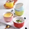 Orange Striped Ceramic Souffle Baking Bowls, Set of 4