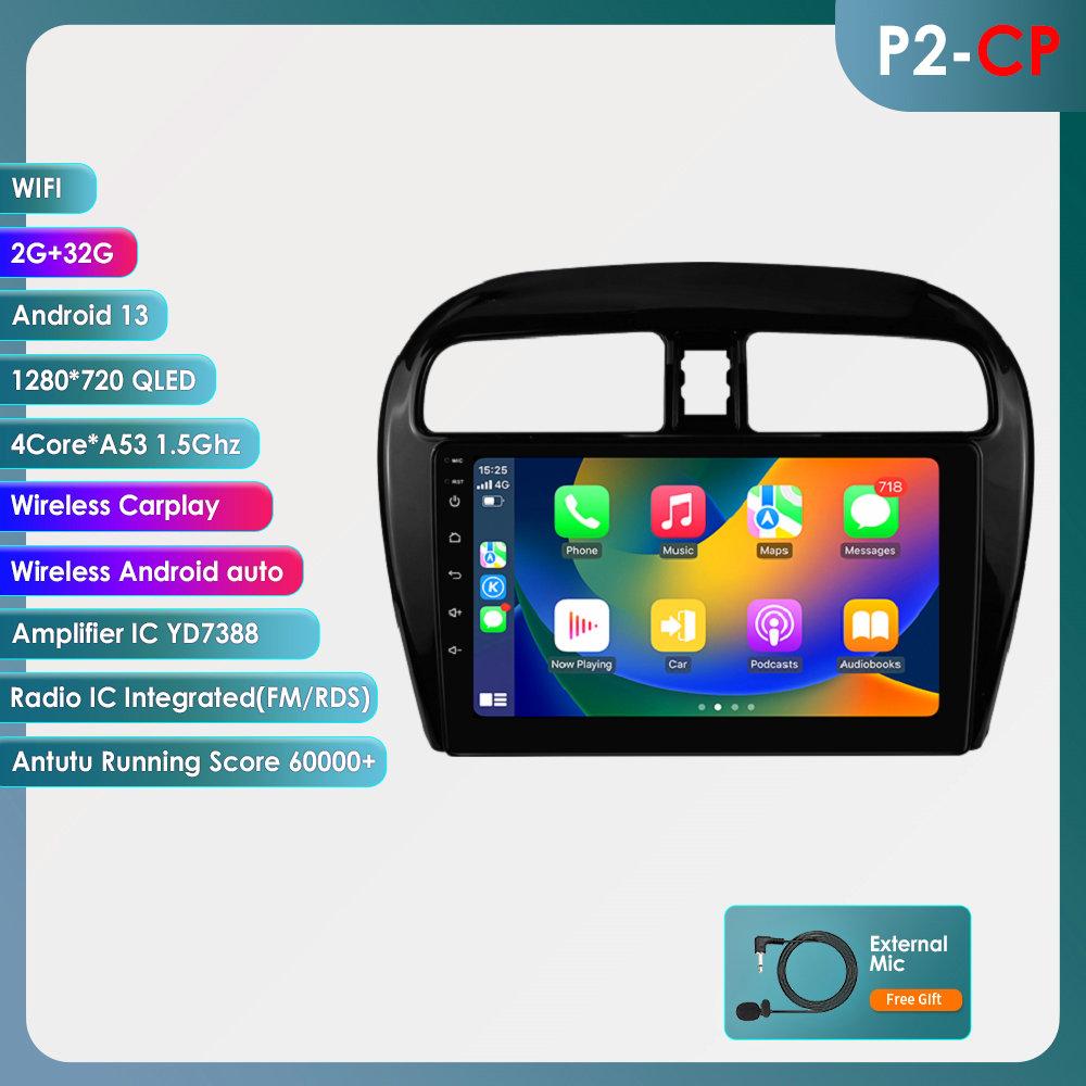 Hizpo 9-дюймовая беспроводная автомагнитола с CarPlay и Android Auto для MITSUBISHI Mirage Spacestar Attrage 2012 -2018 Dodge Attitude Мультимедиа