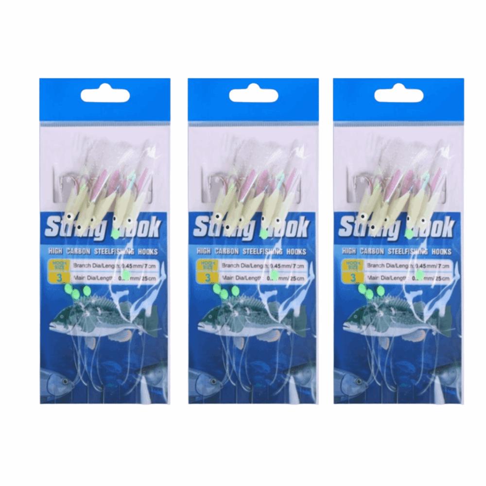 3 Sets High Carbon Hooks Fishing Rigs with 5 Hook Fishing Bait Rigs Freshwater Fishing