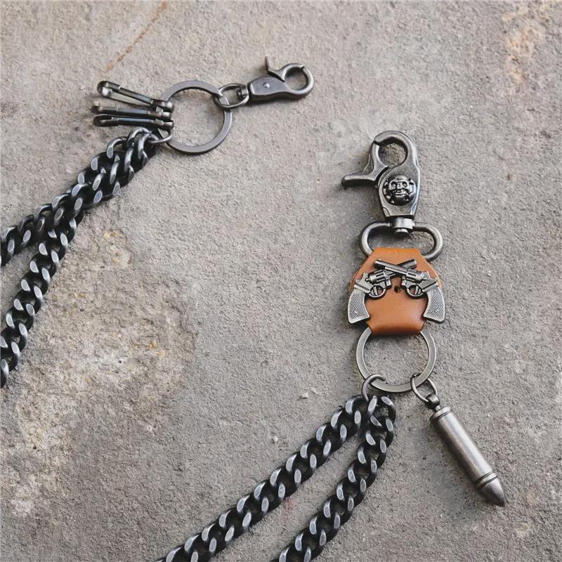 Подвеска Double Gun Bullet из кожи и металла в стиле хип-хоп-панк для мужчин на талию