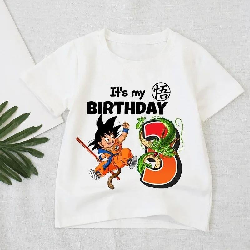 Dragon Ball Tshirt Boys Number Clothes Fashion Goku Anime Figure Print Clothing Tops Kids Summer Breathable Tops Birthday Gift