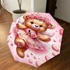1PC Bear Heart Umbrella-9-Rib Reinforced, Automatic Open, Lightweight & Durable, Cute Fashion Accessory for Outdoor-P0787