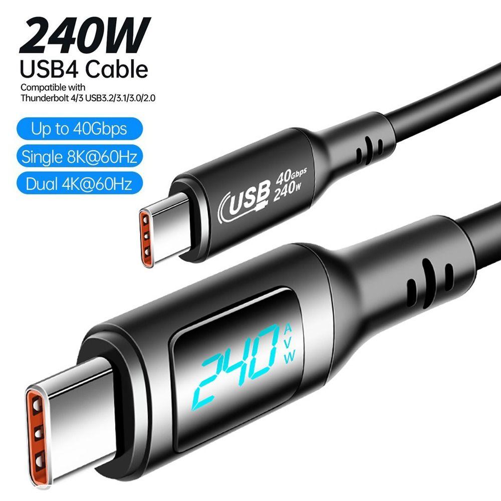 40Gbps Power Meter Digital Display Type-C Line Fashion USB-C Charging Cable Laptop
