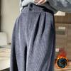 Women Korean High Street Wide Leg Trouser Autumn/winter Thick Warm Women's Pant Fashion Corduroy Loose Button Trouser