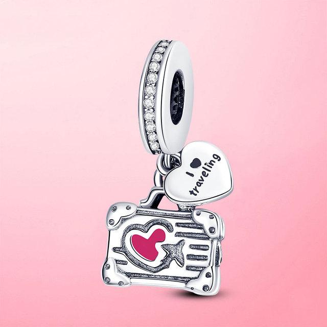 New 925 Sterling Silver Red Enamel High Heels Shoes Dangle Charm Fit Fashion Bracelet Necklace Original Jewelry Making