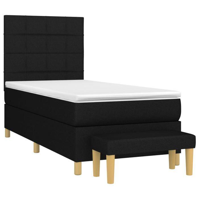 Maison Exclusive - Sommier à lattes de lit avec matelas Noir 90x200 cm Tissu