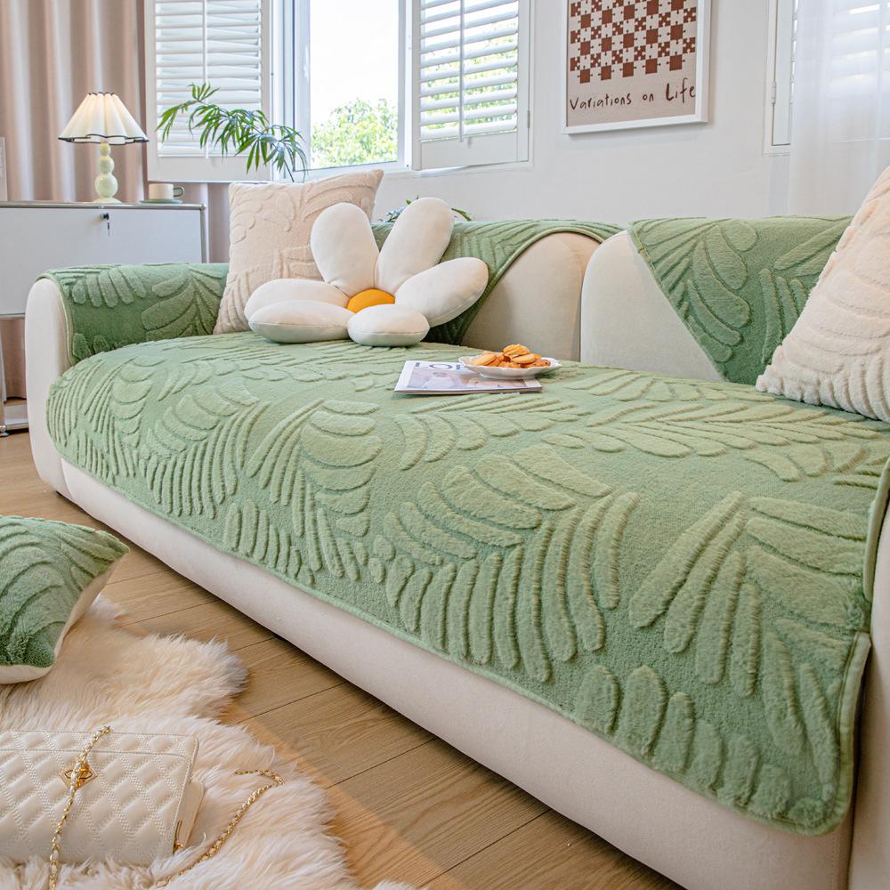 Плюшевая подушка для дивана, зимняя утолщенная термоподушка, нескользящий кожаный чехол для дивана