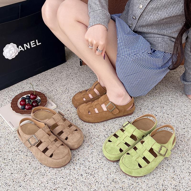 Rome Clear Sky~ Summer Thick-soled Baotou Boken Cool Slippers Women's 2025 Dopamine New Hollow Roman Sandals