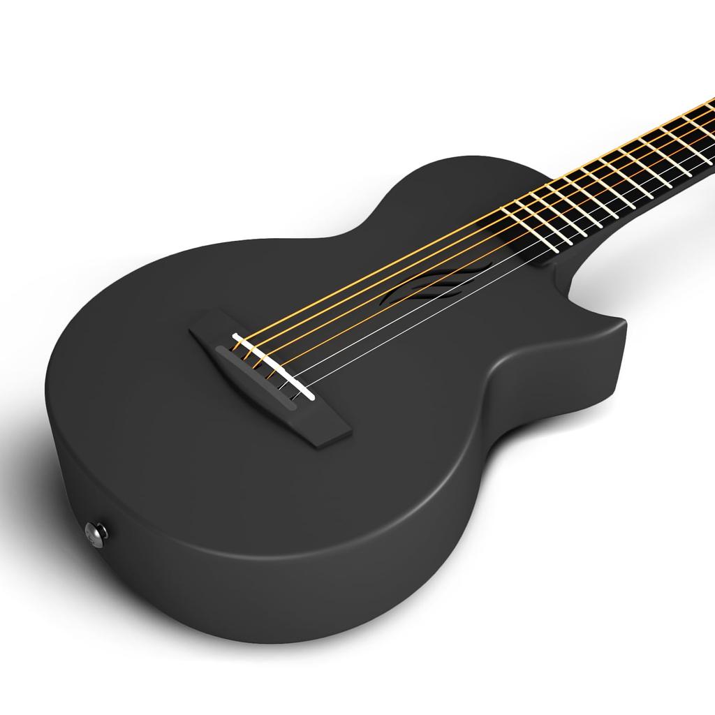 Enya Nova Go Mini Acoustic Guitar, 1/4-Size Carbon Fiber Mini Guitar Beginner Kit with Guitar Case (Black)