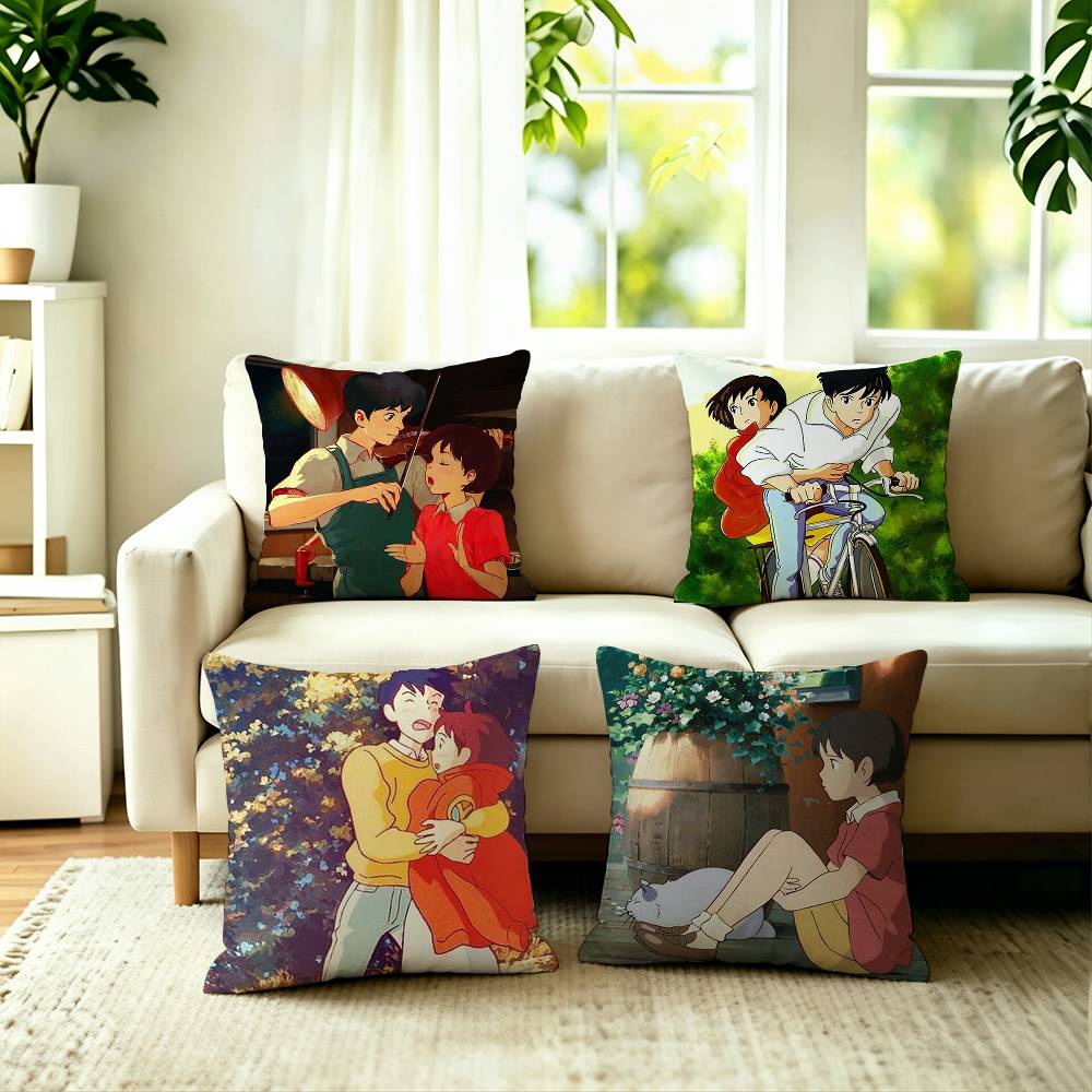Anime Whisper of the Heart Square DoubleSided printed Pillow Case Bedroom Bedside Pillow Sofa Cushion Cover