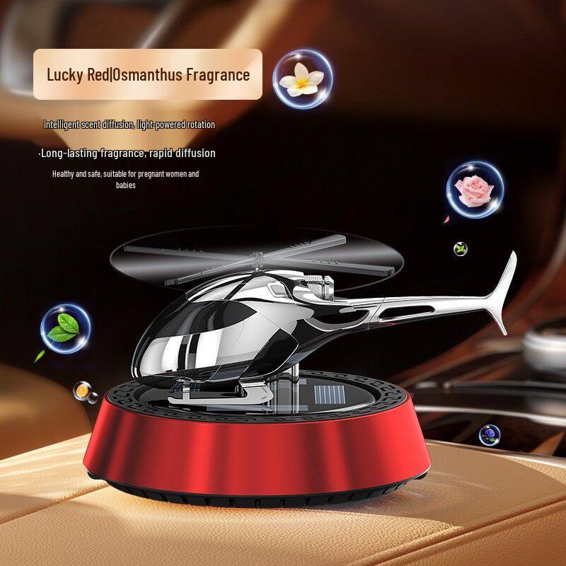 Solar-Powered Rotating Airplane Car Perfume - Long-lasting Fragrance Ornament for Car Interiors.