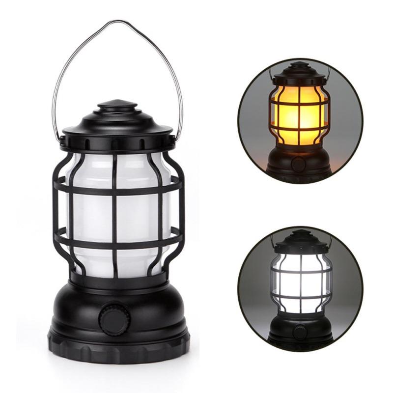 Portable Outdoor Camping Lantern Multifunctional Ip44 Waterproof Usb Rechargeable Retro Lamp