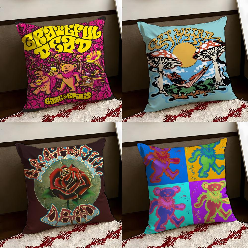Band GGrateful DDead Cushion Cover Reversible Soft Durable Pillow Cover Home Car MultiScene Use for Daily Comfort