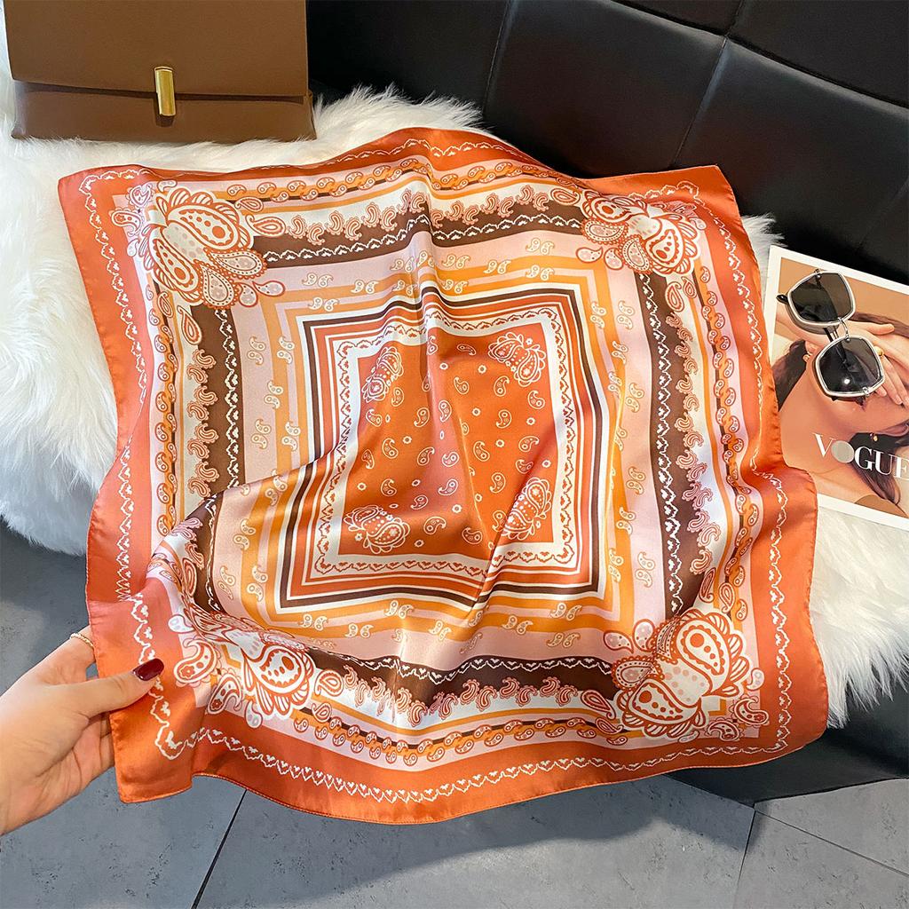 70*70cm Silk Square Scarf Women Paisley Cashew Print Neck Tie Soft Satin Neckerchief Female Foulard Headband Hijab Decorate