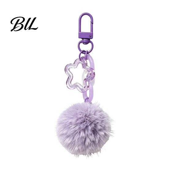 Bag Decorative Accessories Plush Ball Keychain, Fluffy Pompom Pendant with Hollow Star, Backpack Multi Purpose Hanging Accessory Purse Accessories,