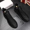 Высококачественная мужская повседневная обувь Кожаные кроссовки на платформе Кожаный тренд Высокие ботинки на молнии Zapatos Hombre b8