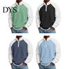 Breathable Outdoor Activewear Men Waffle Sweatshirt, Long Sleeve Quarter Zip Contrasting Color Mens Sweatshirt Casual Stand Collar Pullover Shirt for